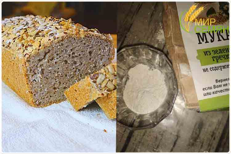мука и хлеб зеленой гречки